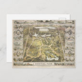  New York City Central Park Map, 1863 Briefkaart (Voorkant / Achterkant)