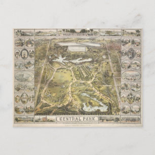 New York City Central Park Map, 1863 Briefkaart