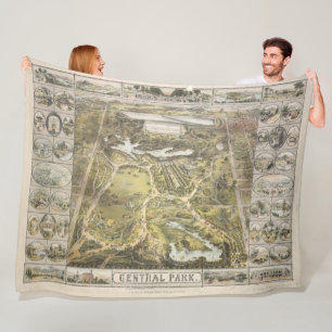  New York City Central Park Map, 1863 Fleece Deken