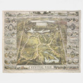  New York City Central Park Map, 1863 Fleece Deken (Voorkant (Horizontaal))