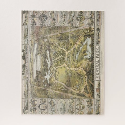  New York City Central Park Map, 1863 Legpuzzel (Verticaal)