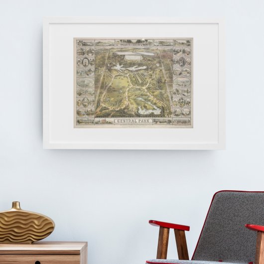  New York City Central Park Map, 1863 Poster