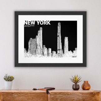 New York City Central Park Silhouet Reis Schets Poster