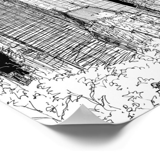 New York City Central Park Skyline Travel Sketch Poster (Hoek)