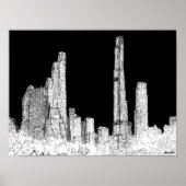 New York City Central Park Skyline Travel Sketch Poster (Voorkant)