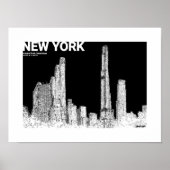 New York City Central Park Skyline Travel Sketch Poster (Voorkant)