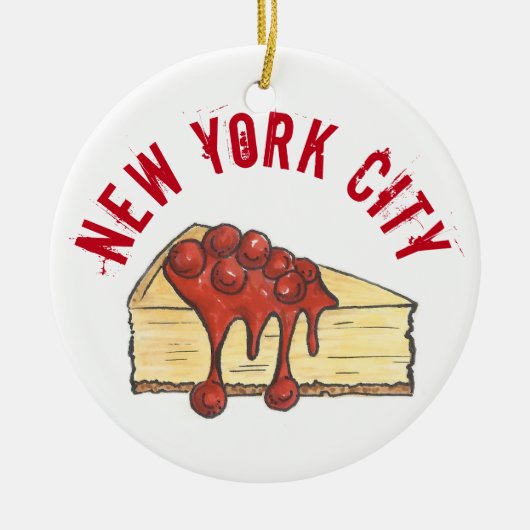 New York City Cherry Cheesecake Slice NYC Keramisch Ornament (Voorkant)