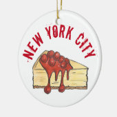 New York City Cherry Cheesecake Slice NYC Keramisch Ornament (Links)