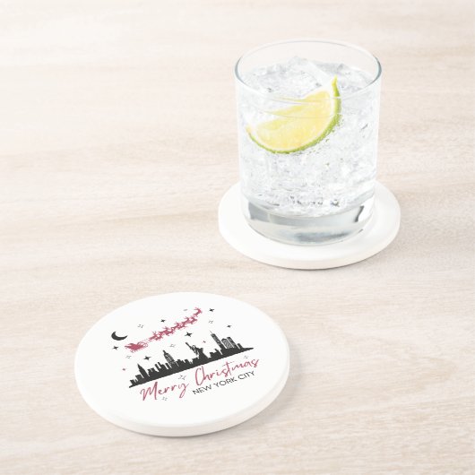 New York City Christmas Trip, Merry Christmas New  Zandsteen Onderzetter (Zijkant)