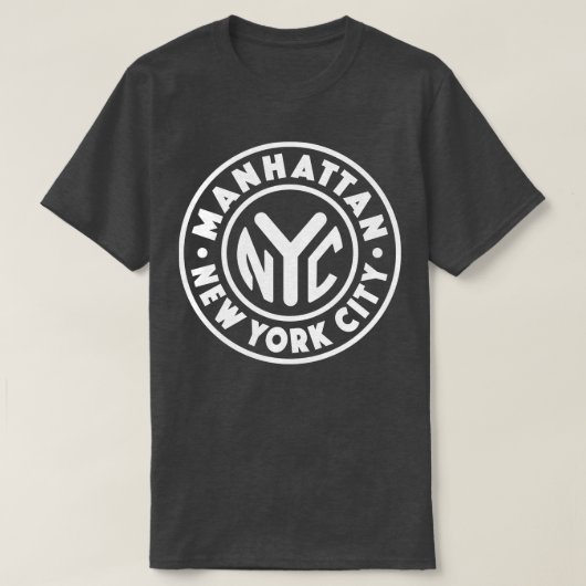  New York City Circle Manhattan White T-shirt (Design voorkant)