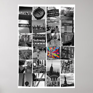 New York City collage van fotografen, wit Poster