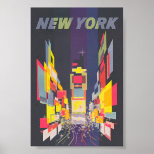 New York City Colorful Retro Vintage Travel Poster