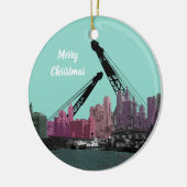 New York City Crane Operator 1930's Skyline Comic Keramisch Ornament (Links)