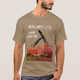 New York City Crane Operator 1930's Skyline Comic T-shirt