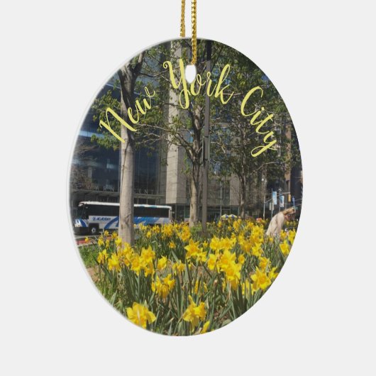 New York City Daffodils Columbus Circle NYC Spring Keramisch Ornament (Rechts)