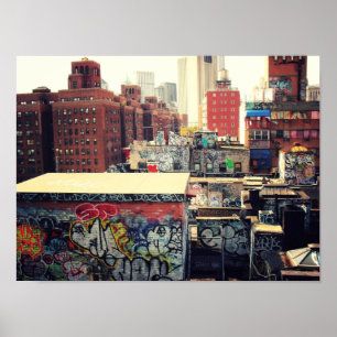 New York City-daken in Graffiti, klein Poster