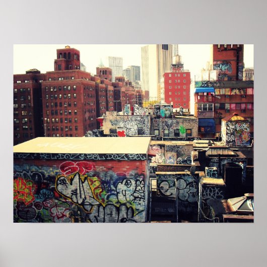 New York City-daken in Graffiti, medium Poster (Voorkant)