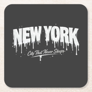 New York City Dat Nooit Slaapt Kartonnen Onderzetters