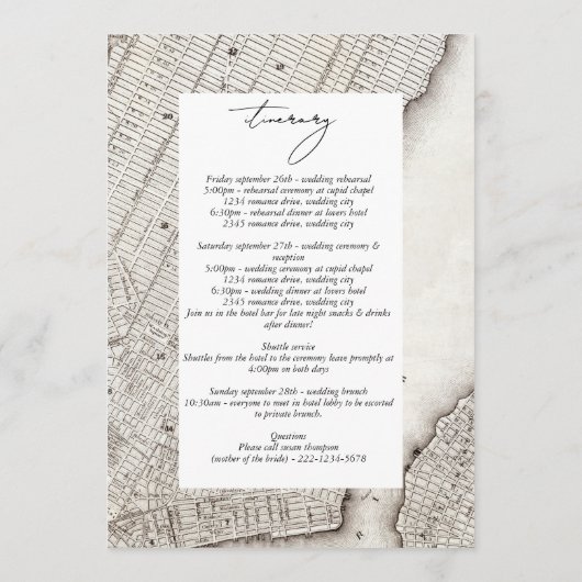 New York City Destination NYC Trouwroute Programmakaart (Achterkant)