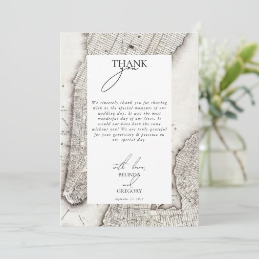 New York City Destination NYC Wedding Bedankkaart (Staand voorkant)