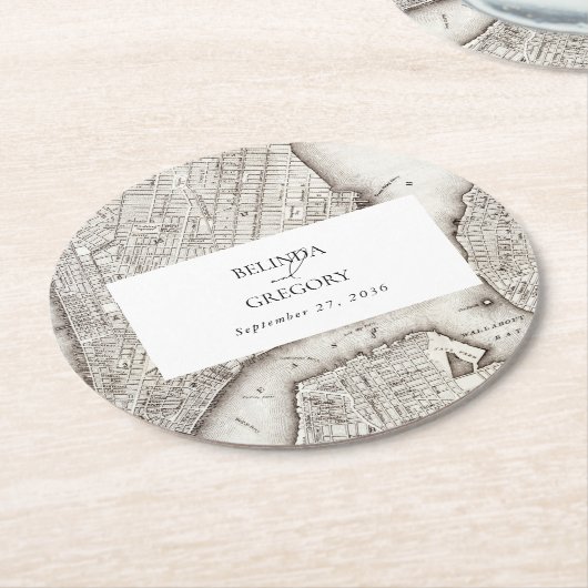 New York City Destination NYC Wedding Ronde Kartonnen Onderzetter (Gebogen)