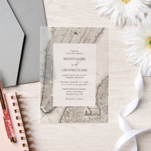 New York City Destination NYC Wedding Vellum Uitnodigingen