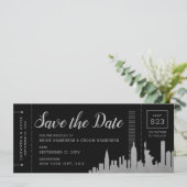 New York City Destination Silver Boarding Pass Save The Date (Staand voorkant)