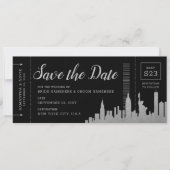 New York City Destination Silver Boarding Pass Save The Date (Voorkant)