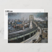 New York City die Brooklyn Bridge schildert Briefkaart (Voorkant / Achterkant)