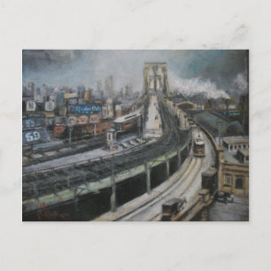 New York City die Brooklyn Bridge schildert Briefkaart