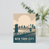  New York City East River Skyline WPA-stijl Briefkaart (Staand voorkant)