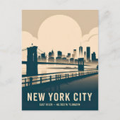  New York City East River Skyline WPA-stijl Briefkaart (Voorkant)