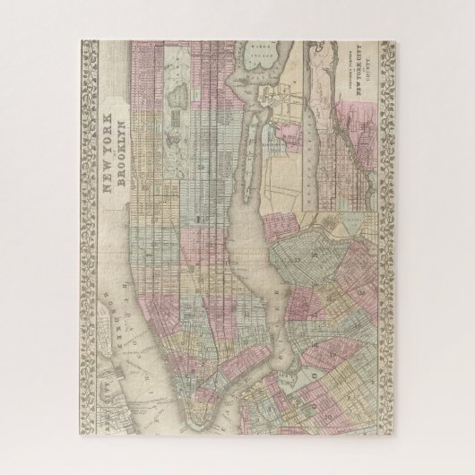 New York City en Brooklyn Kaart Legpuzzel (Verticaal)
