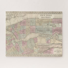  New York City en Brooklyn Kaart Legpuzzel