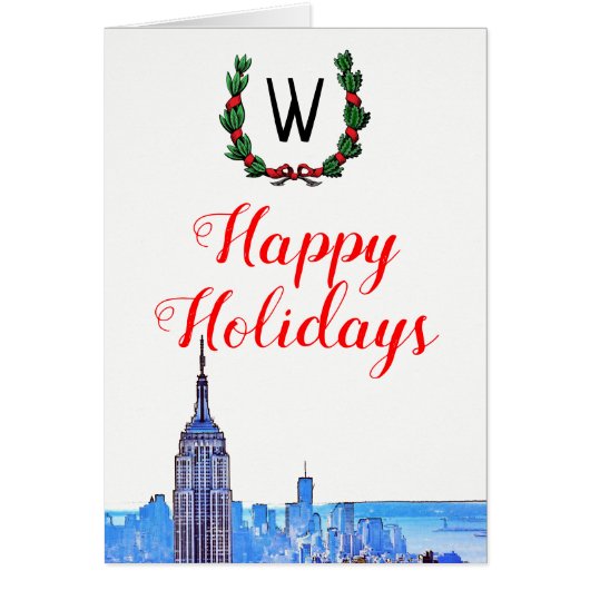 New York City Etch #2 Skyline Xmas Prettige feestd (Voorkant)