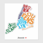 New York City Five Boroughs Woord Kunstkaart Sticker (Vel)