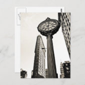 New York City - Flatiron Building and Clock Briefkaart (Voorkant / Achterkant)