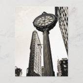 New York City - Flatiron Building and Clock Briefkaart (Voorkant)