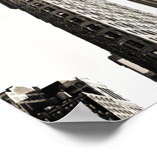 New York City - Flatiron Building and Clock Poster (Hoek)