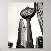 New York City - Flatiron Building and Clock Poster (Voorkant)