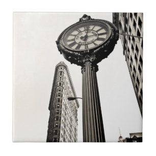New York City - Flatiron Building and Clock Tegeltje