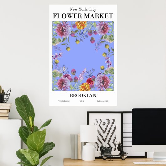 New York City Flower Market Brooklyn Poster (Thuiskantoor)