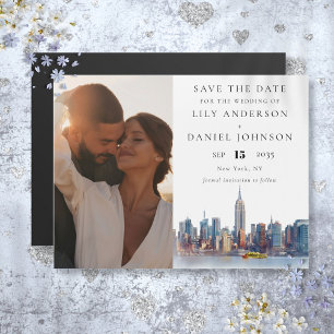 New York City Foto Huwelijk Save The Date Magnetische Uitnodiging