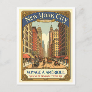 New York City, Franse Retro Bway & 73rd Uniek Briefkaart