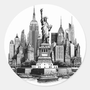 New York City Gebouwen Architectuur Kunst Ronde Sticker