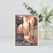 New York City gebouwen  balkon uitzicht Briefkaart (Staand voorkant)