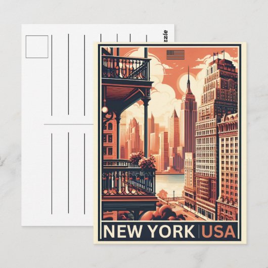 New York City gebouwen  balkon uitzicht Briefkaart (Voorkant / Achterkant)