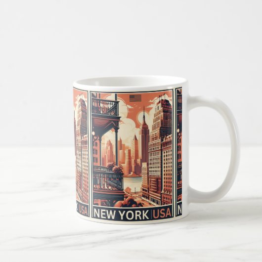 New York City gebouwen  balkon uitzicht Koffiemok (Rechts)