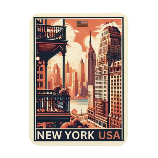 New York City gebouwen  balkon uitzicht Magneet (Verticaal)