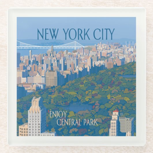 New York City | Geniet van Central Park Glazen Onderzetter (Voorkant)